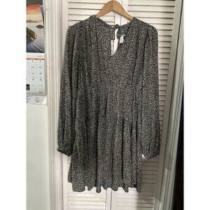 A New Day Women's Balloon Long Sleeve Mini Dress Leopard Size Large